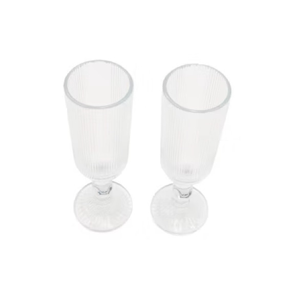 🆕 Set of 2 of Clear Heart Glass Champagne Flutes - Picture 5 of 7